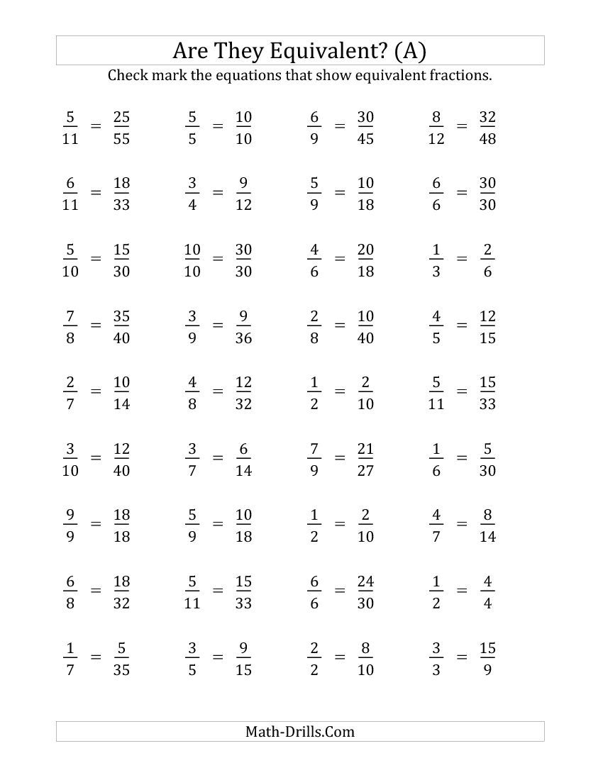 Answer Key 5th Grade Equivalent Fractions Worksheet Grade 5