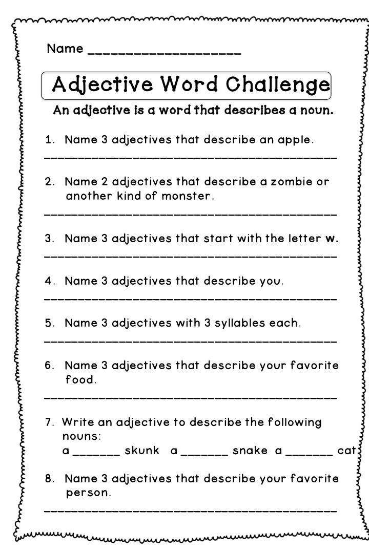 Practice 3rd Grade Adjectives Worksheets For Grade 3