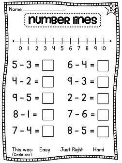 Subtraction Worksheets For Grade 1 Using Number Line