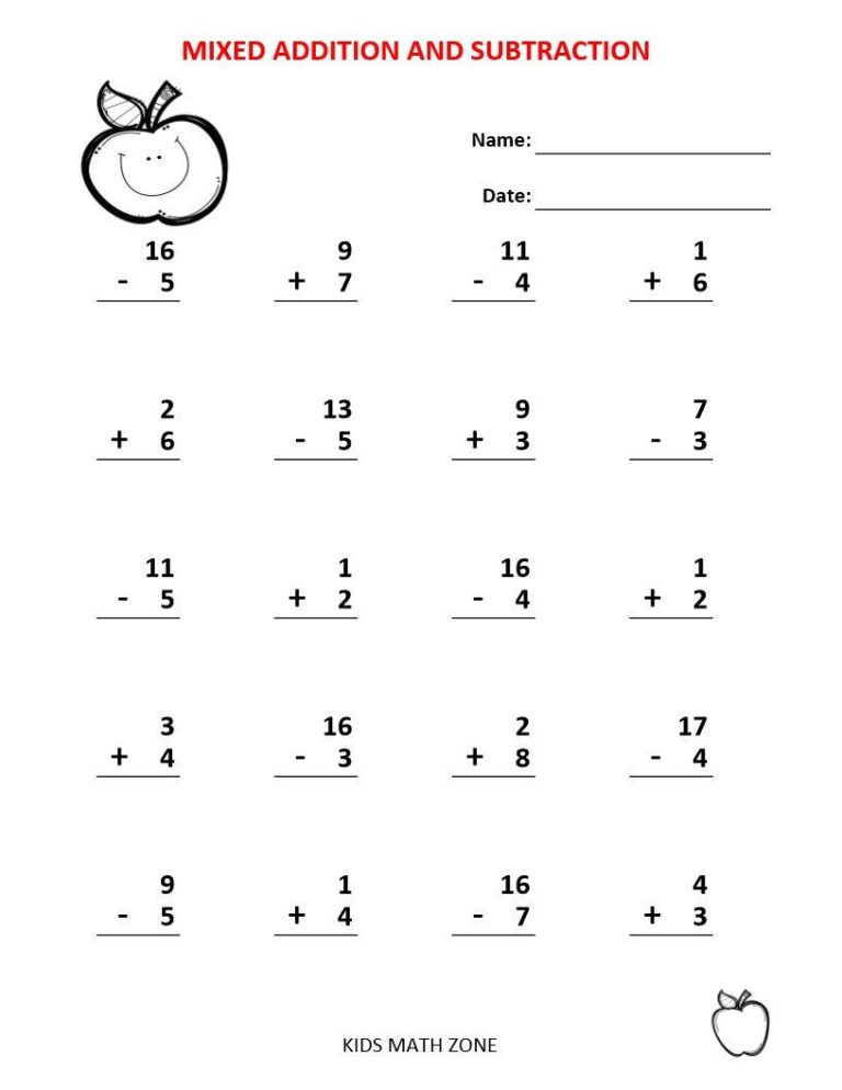 Free Printable Kindergarten Addition Worksheets With Pictures