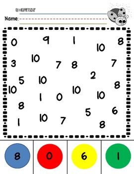 Number Identification Addition Worksheets For Kindergarten 1 10