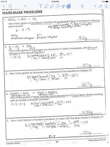 Chemistry Stoichiometry Worksheet 1 Answers