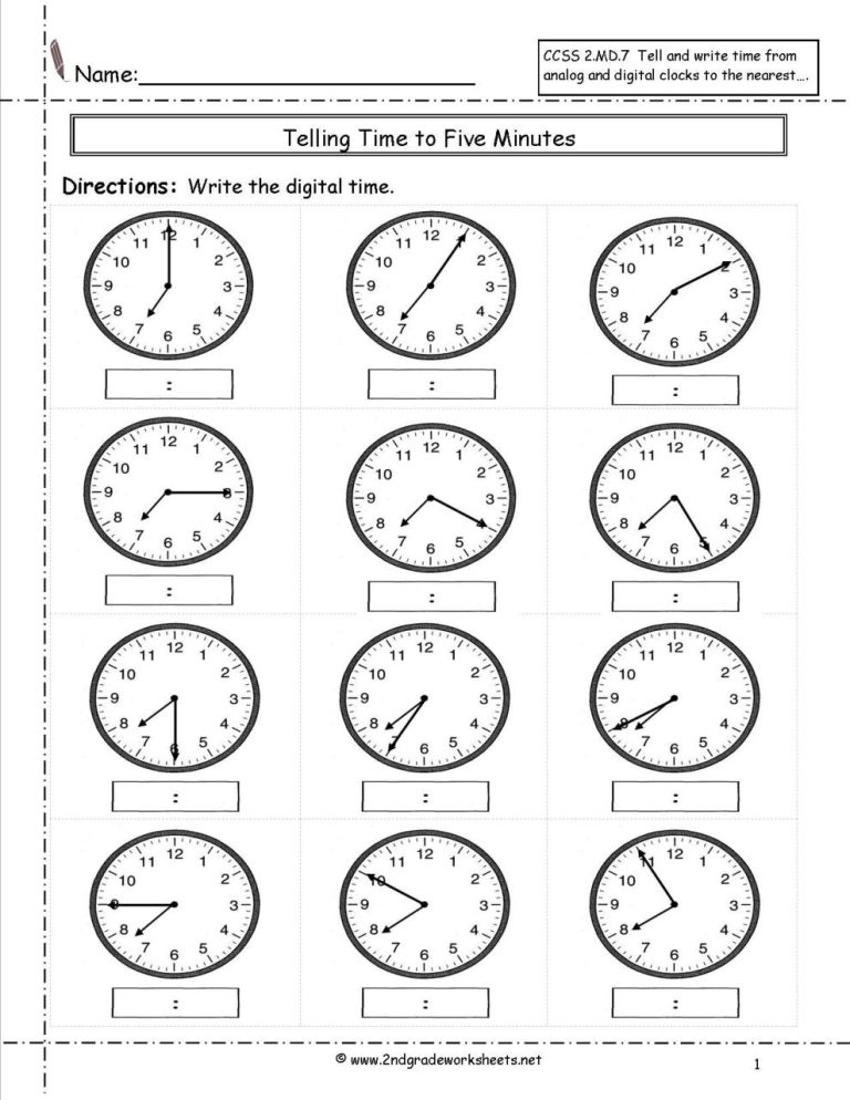Printable Telling Time Worksheets 3rd Grade