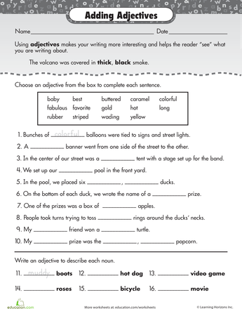 Kinds Of Adjectives Worksheets For Grade 7 With Answers
