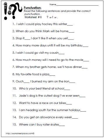 Fifth Grade Punctuation Punctuation Worksheets Pdf With Answers