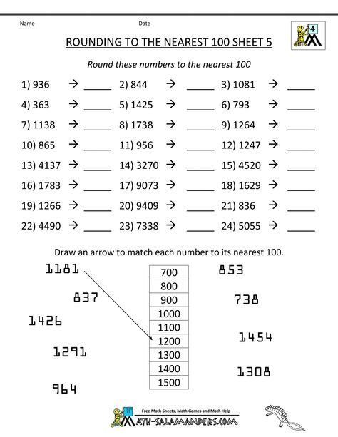 4th Grade Place Value 4th Grade Rounding Numbers Worksheets