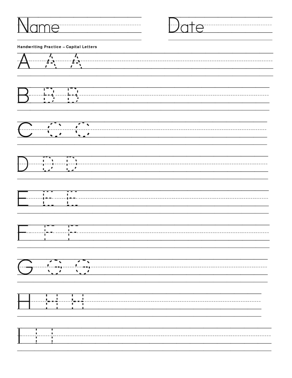 Free Printable Handwriting Practice Sheets For Kindergarten