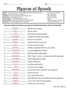 Figurative Language Worksheets With Answers Pdf 5th Grade