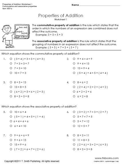 4th Grade Properties Of Addition Worksheets Pdf