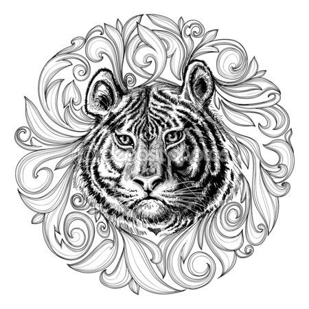Abstract Tiger Coloring Pages For Adults