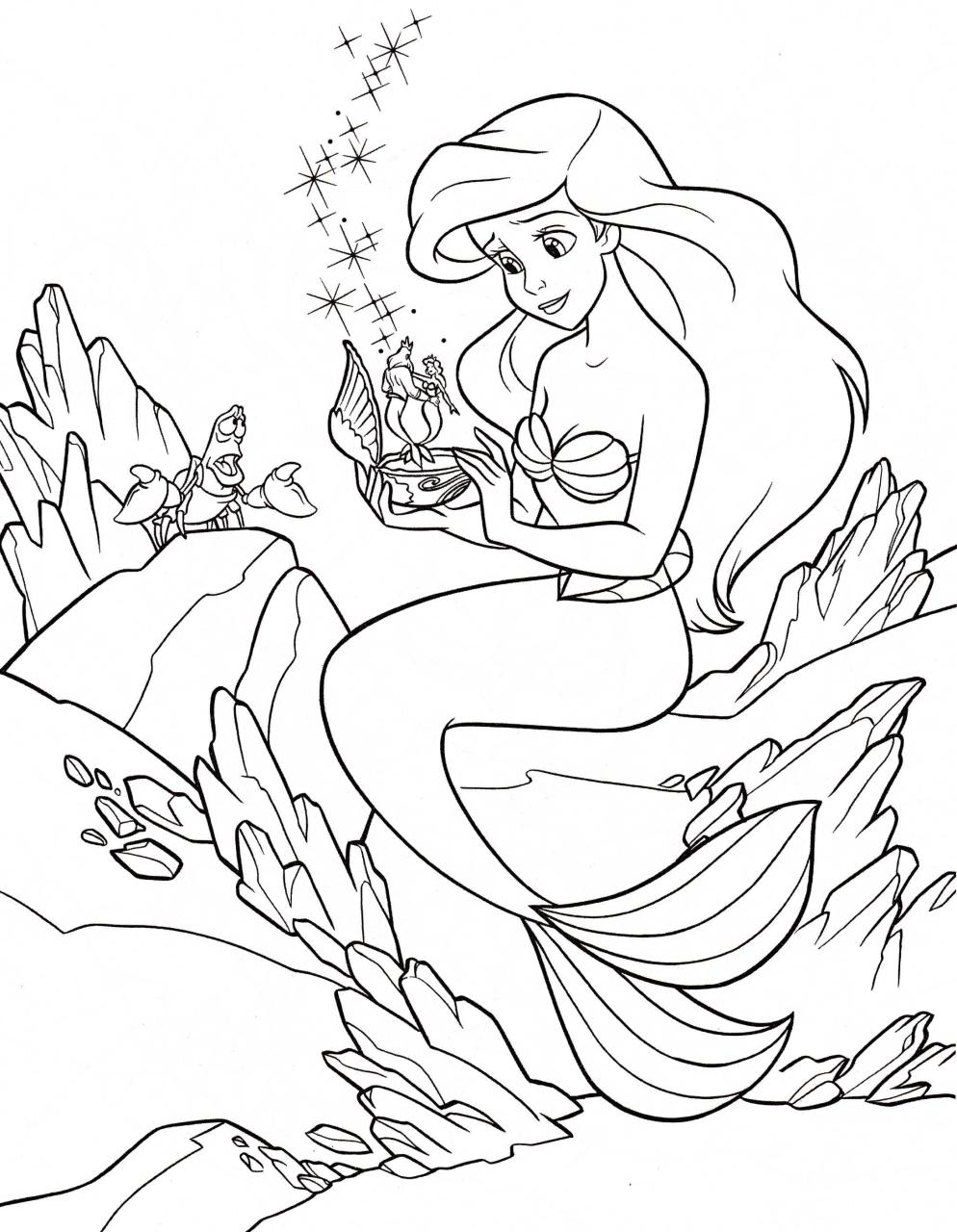 Ariel Free Printable Disney Princess Coloring Pages