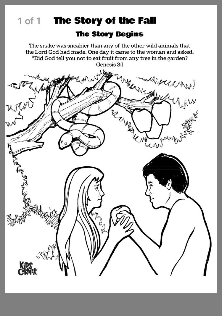 Adam And Eve Snake Coloring Page