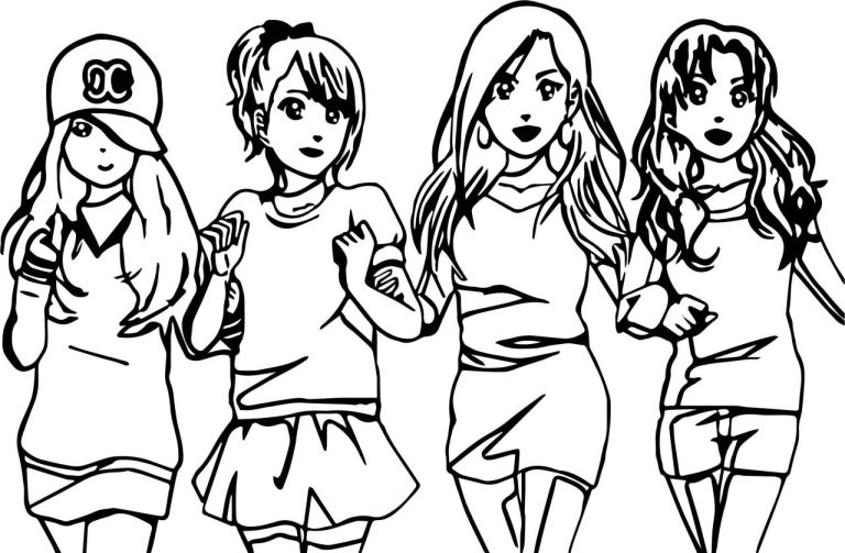 4 Friends Bff Friendship Cute Coloring Pages