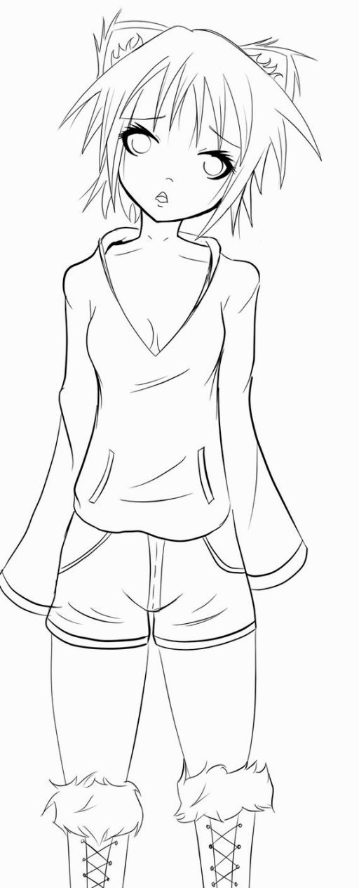 Anime Hoodie Cute Coloring Pages For Girls