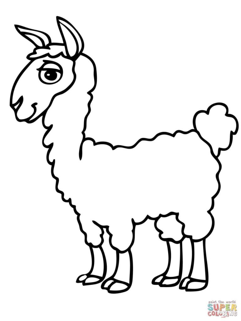 Animated Cute Llama Coloring Pages