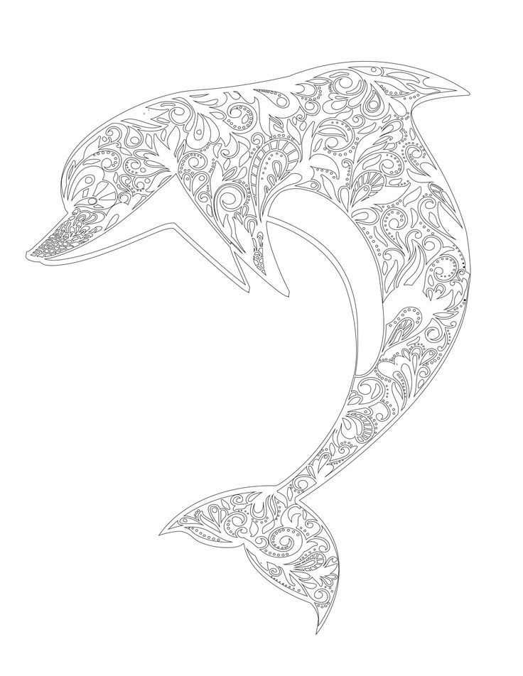 Advanced Dolphin Coloring Pages For Adults