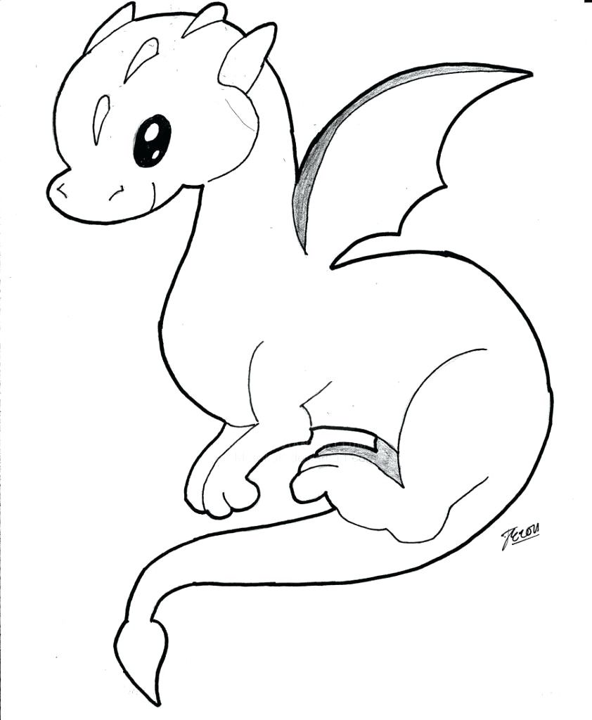 Adorable Baby Dragon Kawaii Cute Dragon Coloring Pages