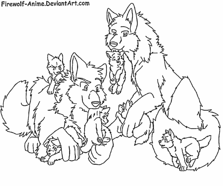 Anime Wolf Family Coloring Pages