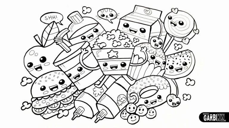 Adorable Easy Cute Food Coloring Pages