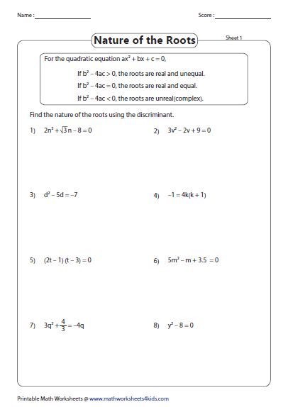 Solving Quadratic Equations By Factoring Worksheet Answers