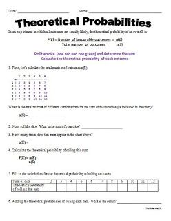 Theoretical And Experimental Probability Worksheet