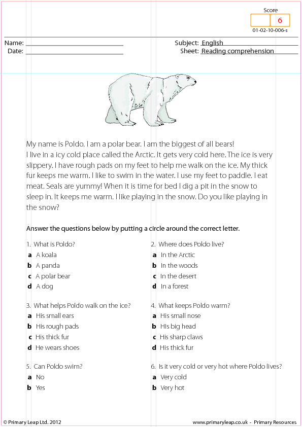 Comprehension Passages For Grade 4 With Multiple Choice Questions