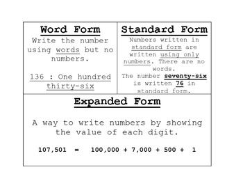Standard Expanded And Word Form Worksheets 4th Grade