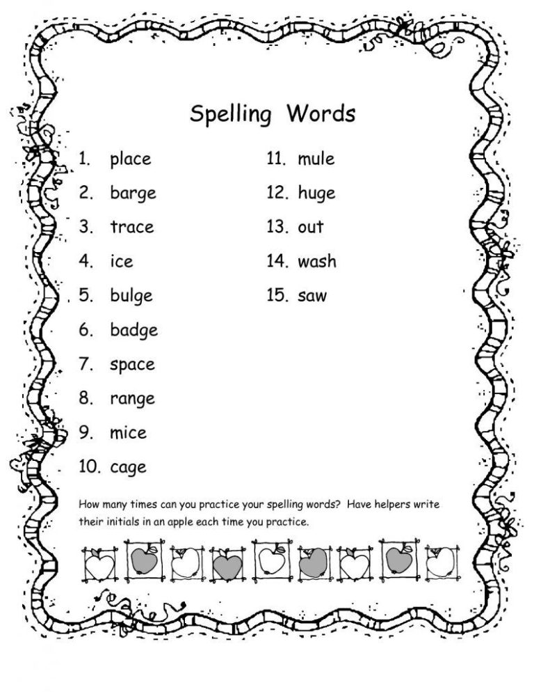2nd Grade Spelling Words Worksheets Free