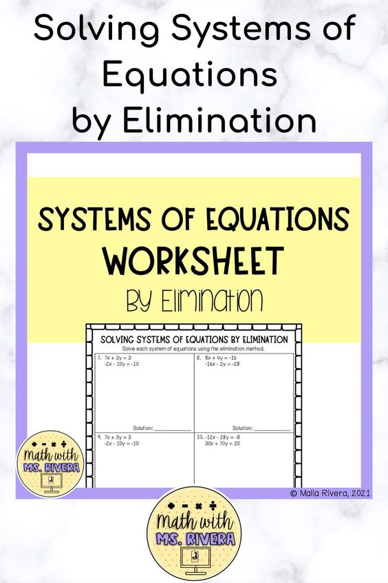 Solve Each System By Elimination Worksheet