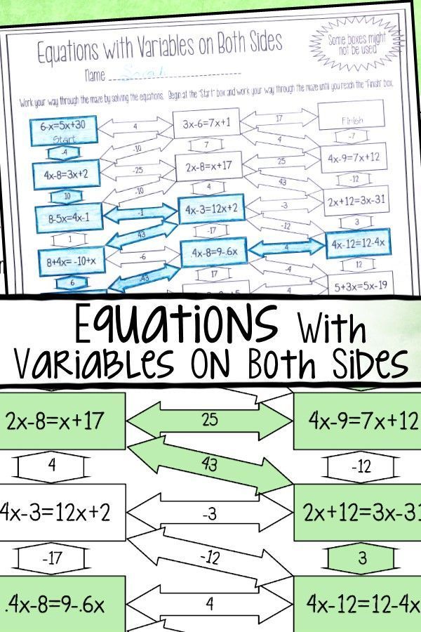 Solving Equations With Variables On Each Sides Worksheet Answers