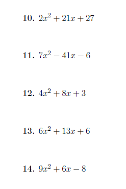 Quadratic Functions Exercises With Answers