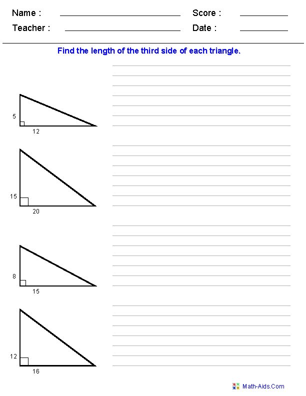 Converse Of Pythagorean Theorem Special Right Triangles Worksheet