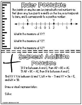 Geometry Segment Addition Postulate Worksheet Answer
