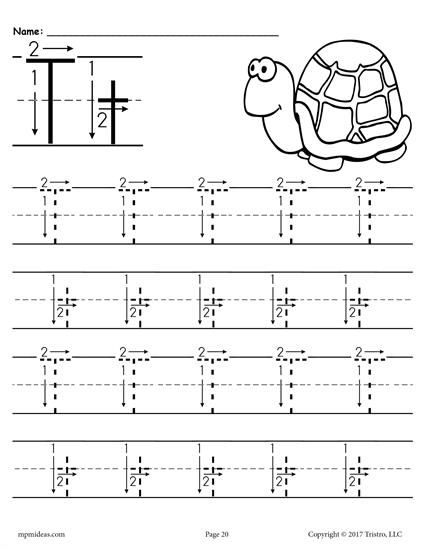 Letter T Tracing Worksheets For Preschool