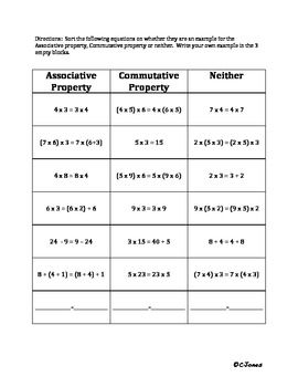 Commutative And Associative Property Of Multiplication Worksheets