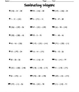 Multiplying And Dividing Negative Numbers Worksheet