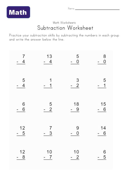 Subtraction Worksheets Pdf