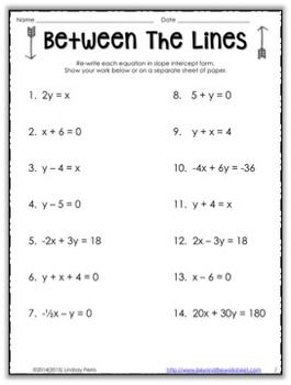 Linear Equations Practice Worksheet With Answers