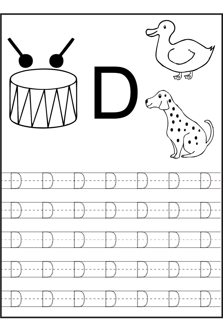 Letter D Tracing Worksheets For Preschoolers