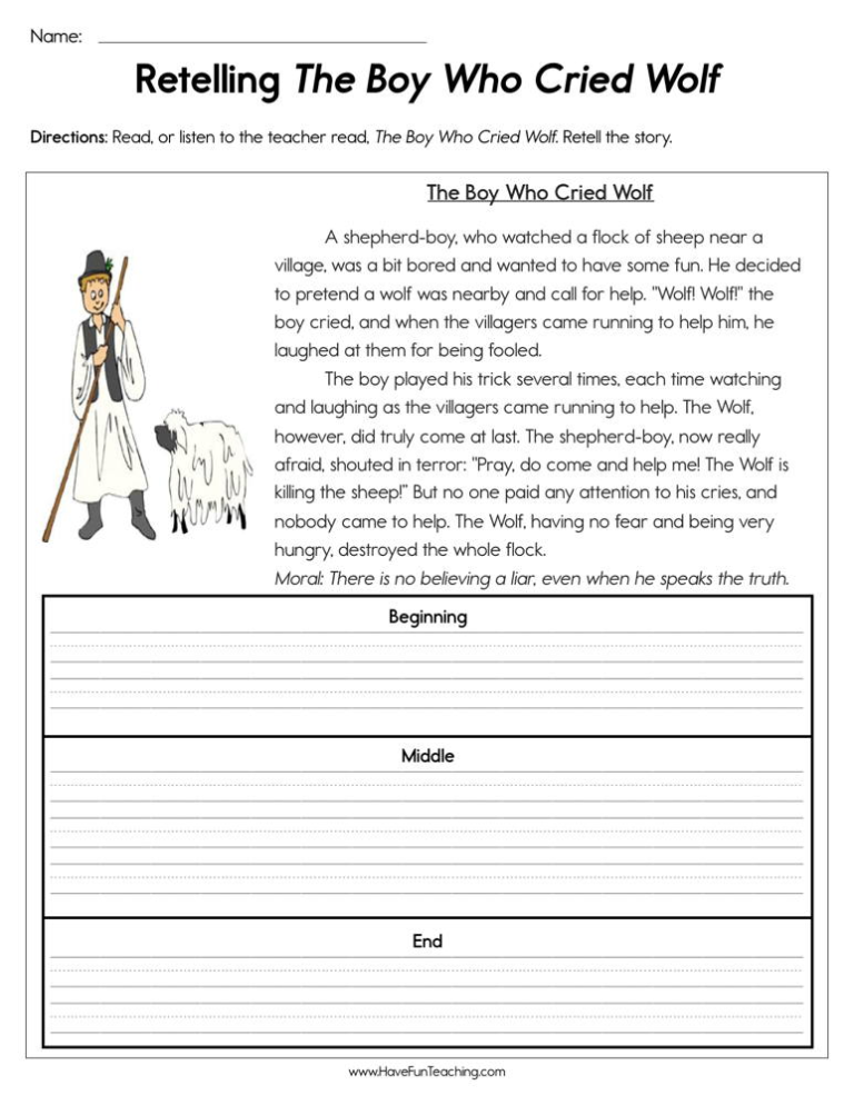 1st Grade Summarizing Worksheets