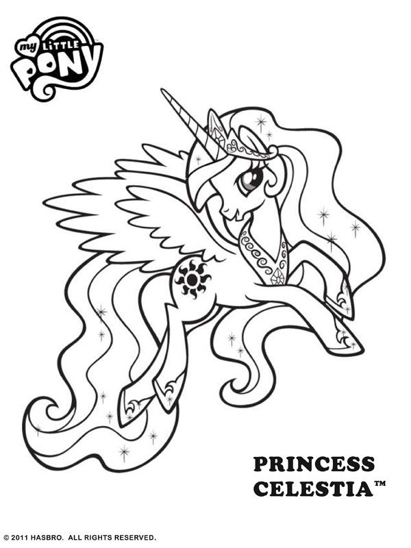 Unicorn Coloring Twilight Sparkle My Little Pony Coloring Pages Princess Celestia