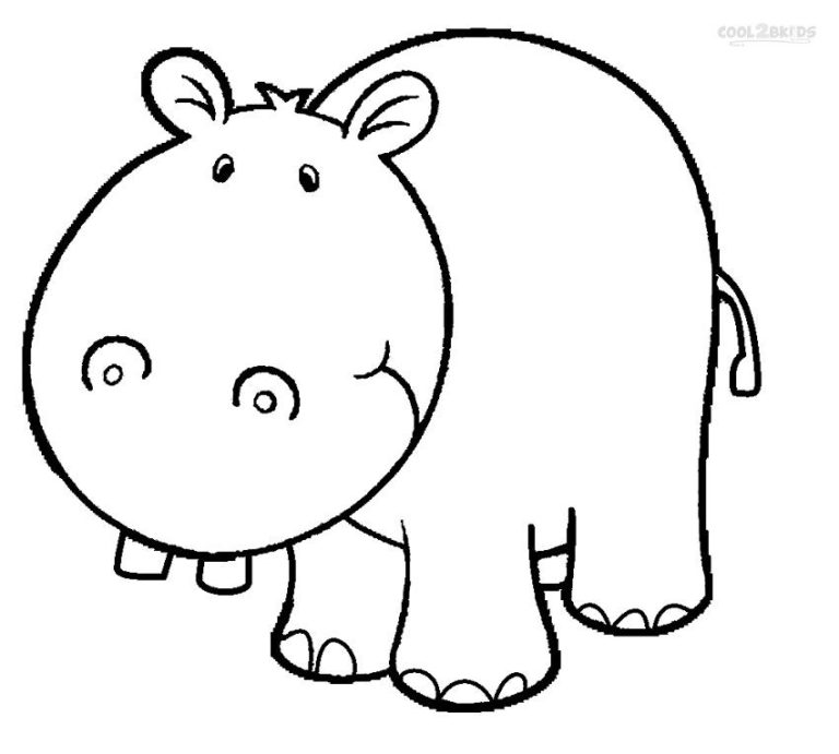 Printable Cute Hippo Coloring Pages