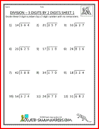 2-digit By 1-digit Division With Remainders Worksheets Pdf