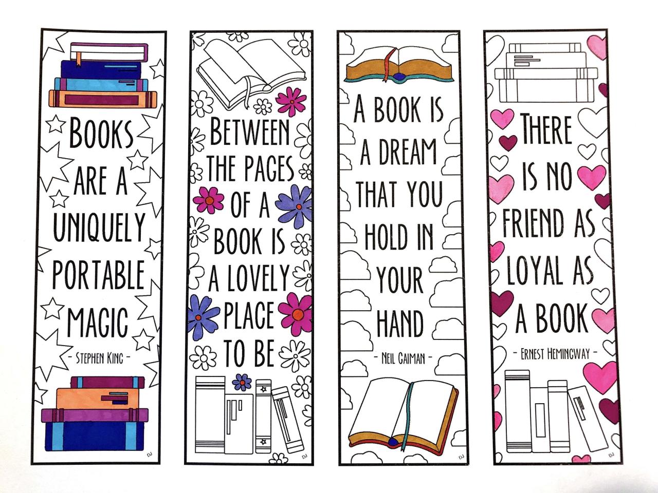 Printable Coloring Free Printable Inspirational Bookmarks To Color
