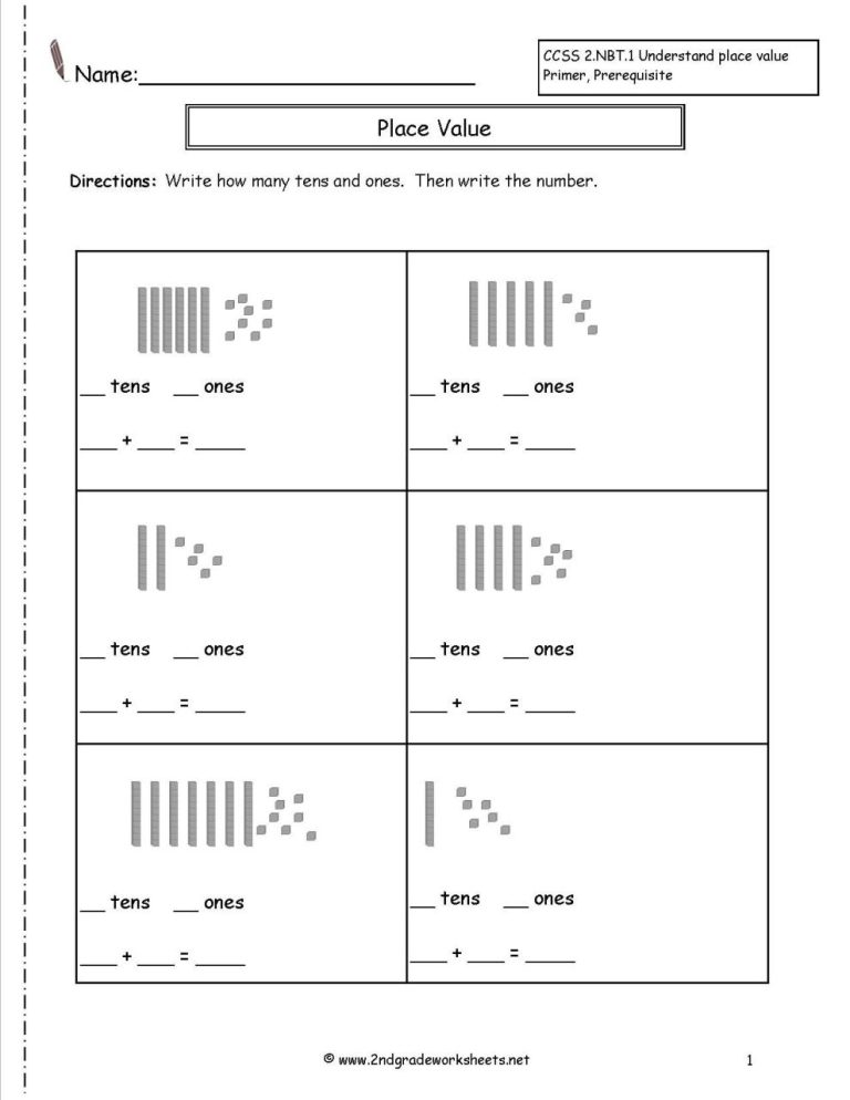 2nd Grade Common Core Math Place Value Worksheets