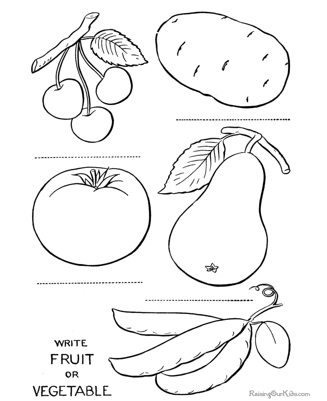 Printable Fruit And Vegetable Coloring Pages