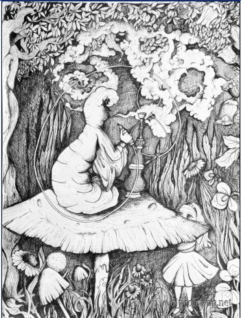 Trippy Cheshire Cat Alice In Wonderland Coloring Pages