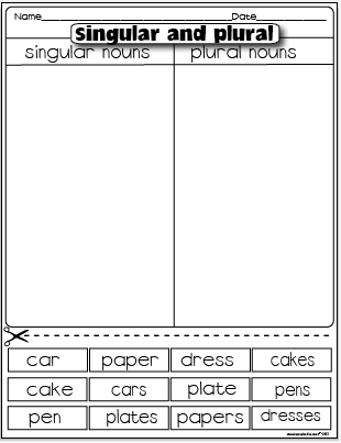 1st Grade Singular And Plural Nouns Worksheets