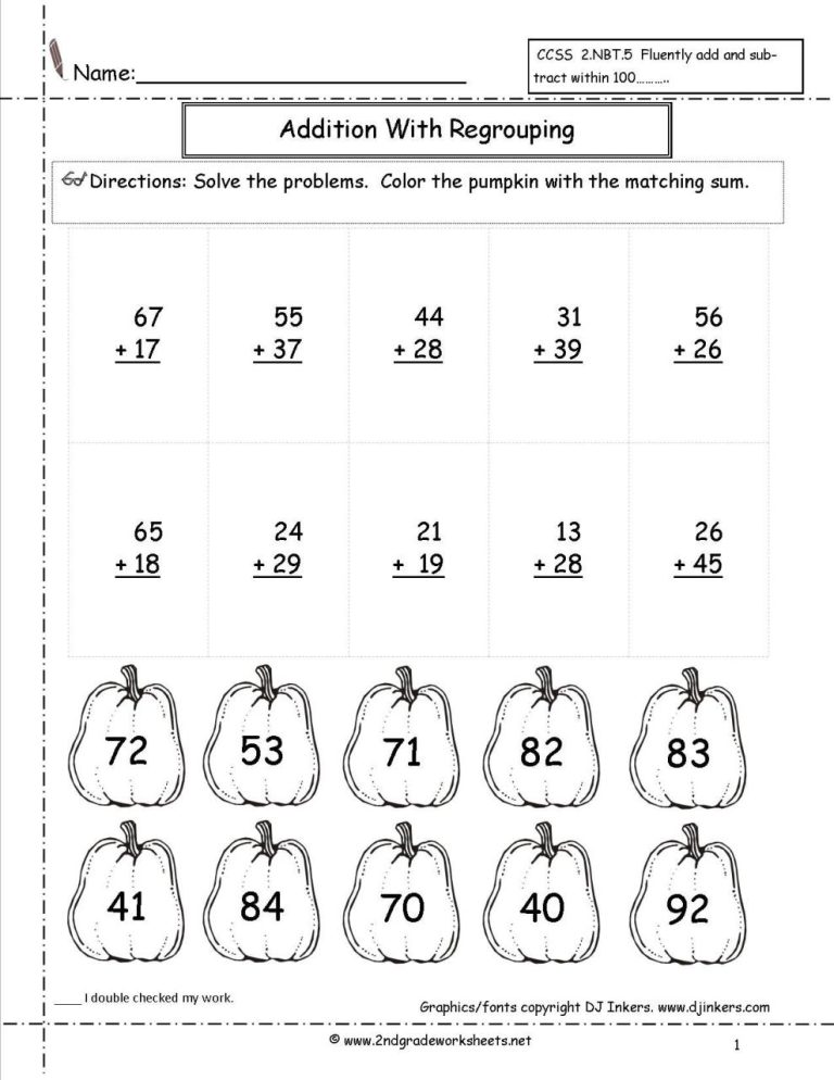 2nd Grade Math Two Digit Subtraction Worksheets