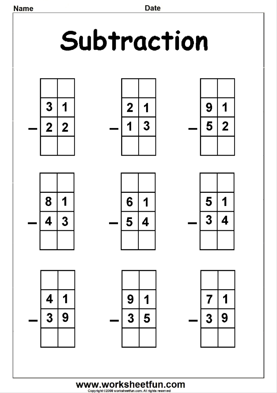 2 Digit Subtraction With Regrouping Printable Worksheets